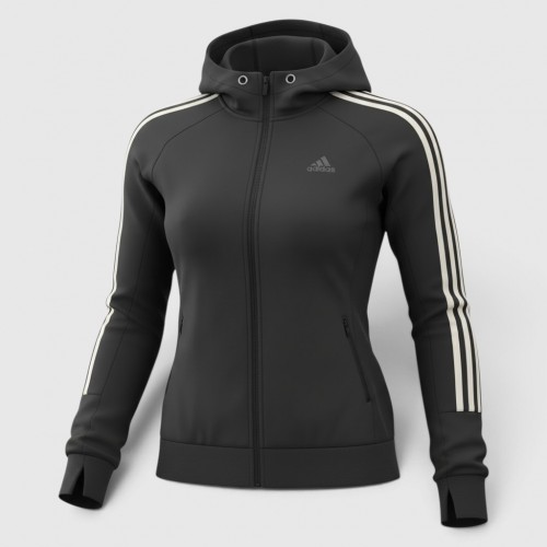 Adidas Athletics 3-Stripes Full-Zip Hoodie Black / Pre Owned